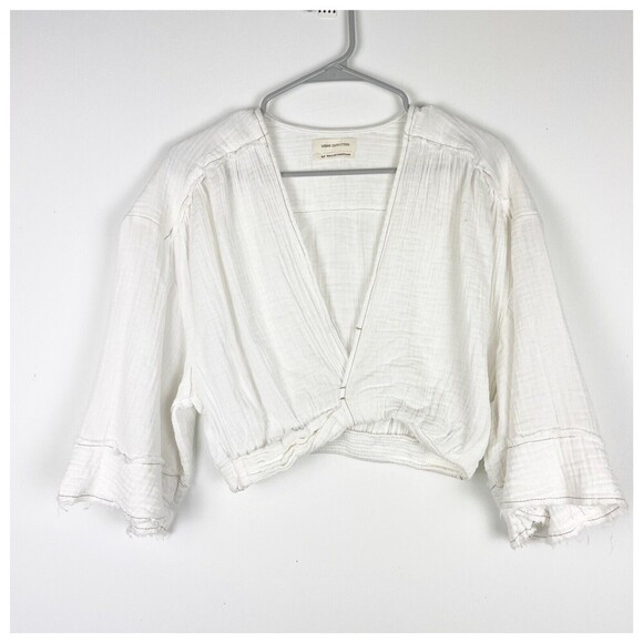 Urban outfitters crop blouse loose half sleeves vneck soft airy size Small - Picture 1 of 5